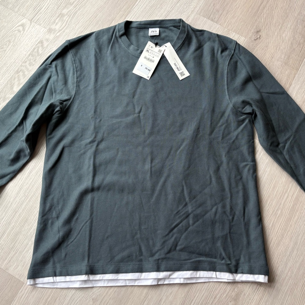Zara Grey Textured & Layered Knit Top